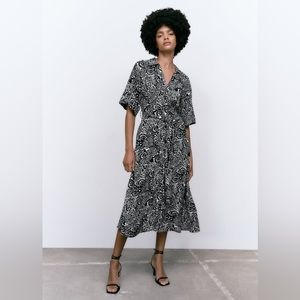 M. Zara PRINTED SHIRT DRESS